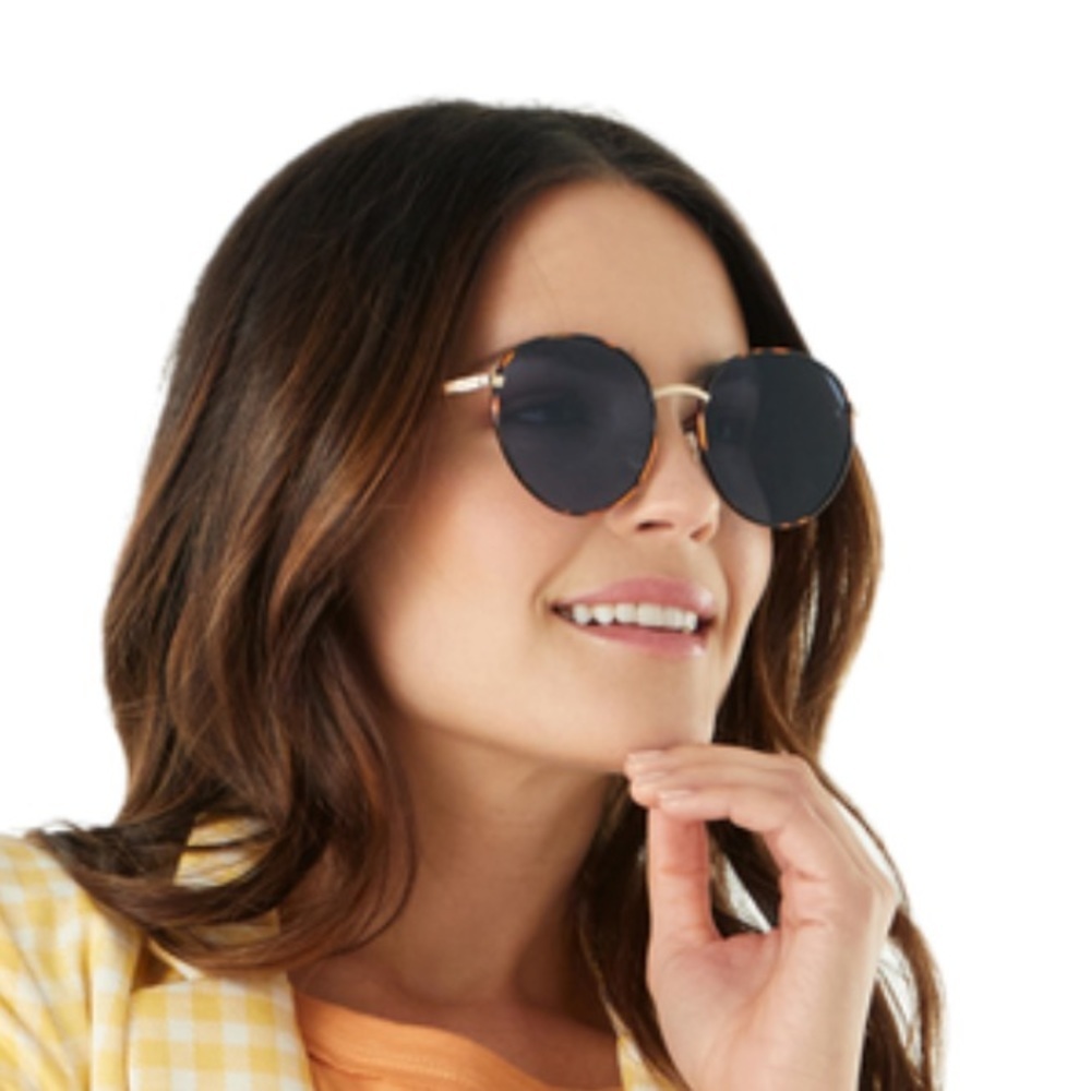 SUMMER & ROSE Harper Round Blue Aviator W/Black Rims - Picture 8 of 12